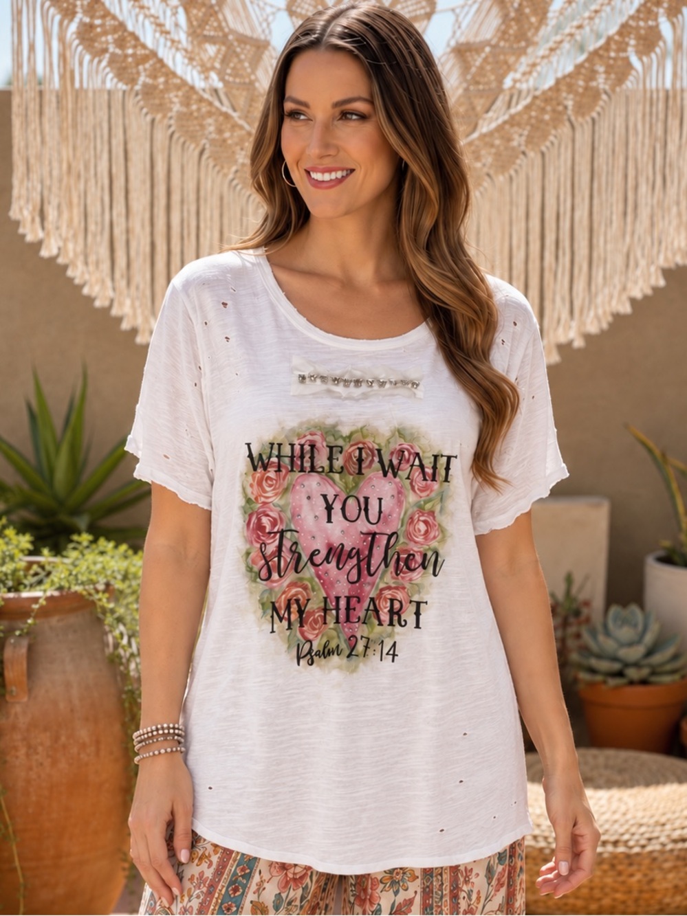 NWT A Rare Bird Floral Scripture Tee Size L/XL